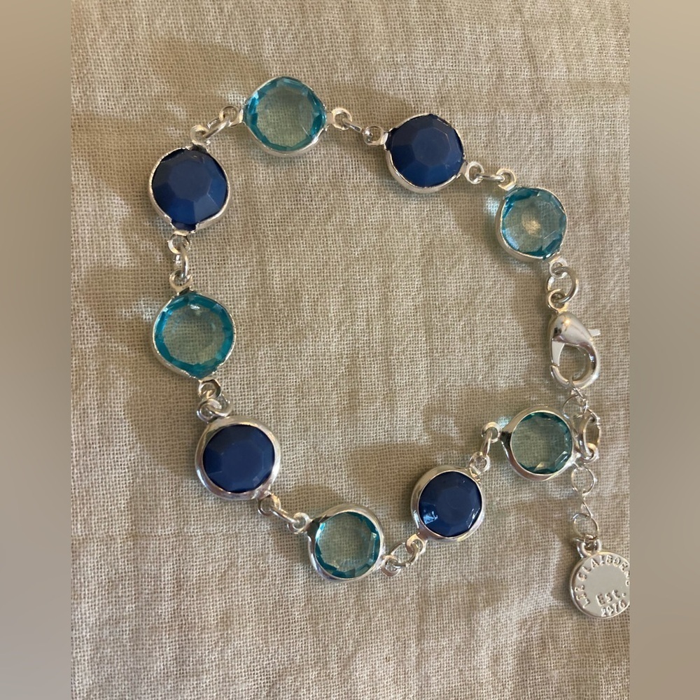 Liz Claiborne Bezel Set Blue Crystals Bracelet - Picture 3 of 5